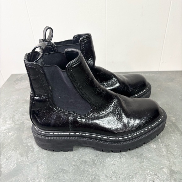 Circus Sam Edelman Effie black crackled faux leather chelsea boots lug sole 8.5 - Picture 10 of 11